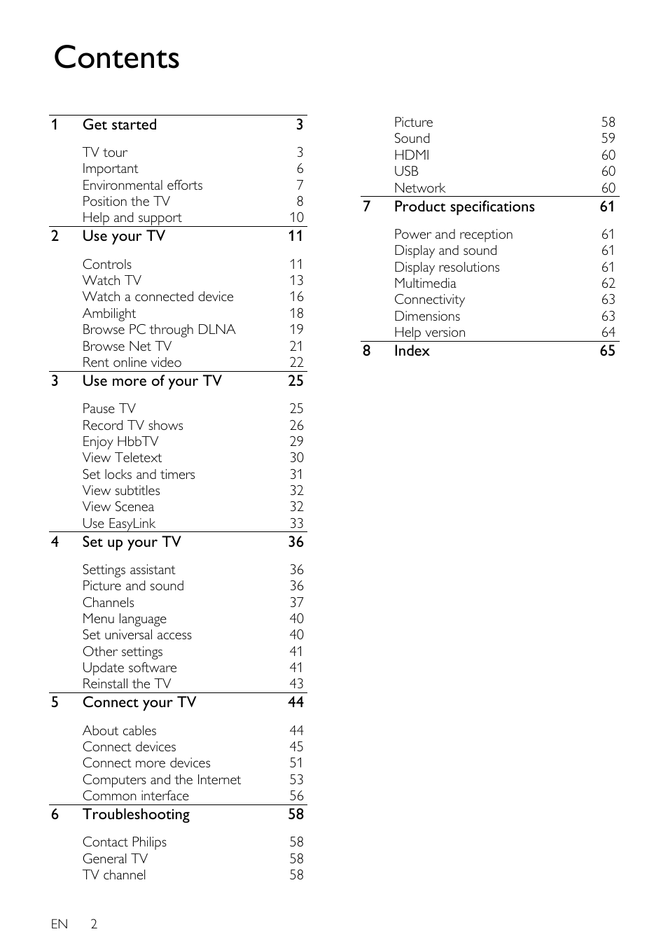 Philips 46PFL66X6H User Manual | Page 2 / 68