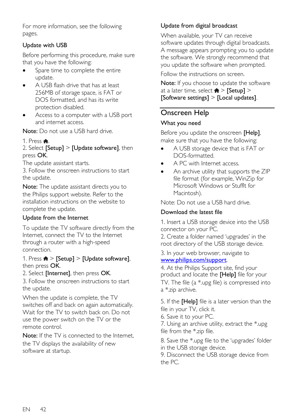 Onscreen help, For more information, see the following pages | Philips 46PFL66X6H User Manual | Page 42 / 68