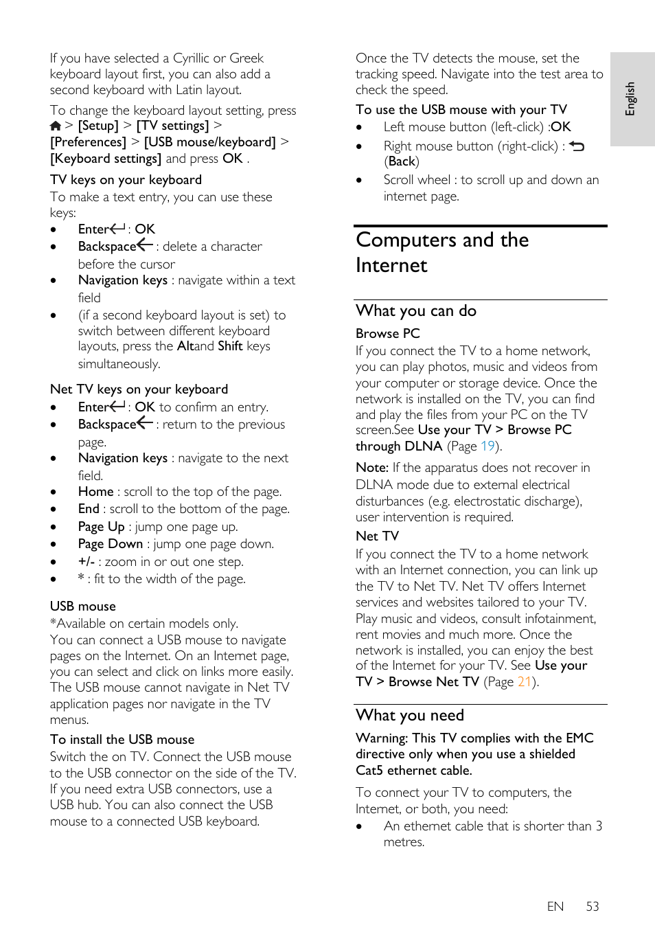 Computers and the internet, What you can do, What you need | E 53) | Philips 46PFL66X6H User Manual | Page 53 / 68