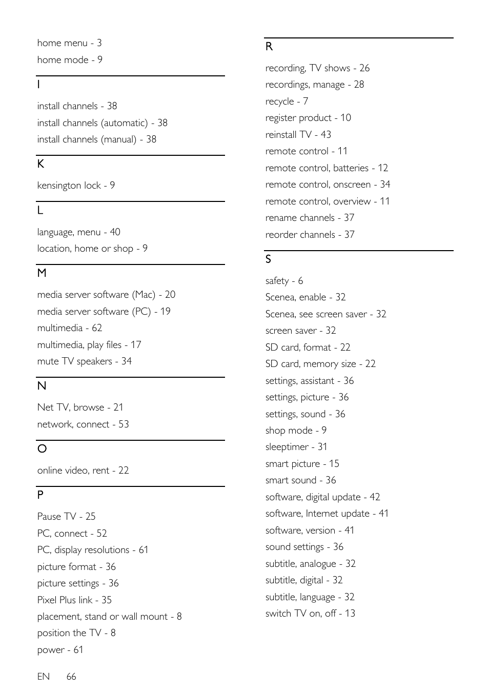 Philips 46PFL66X6H User Manual | Page 66 / 68