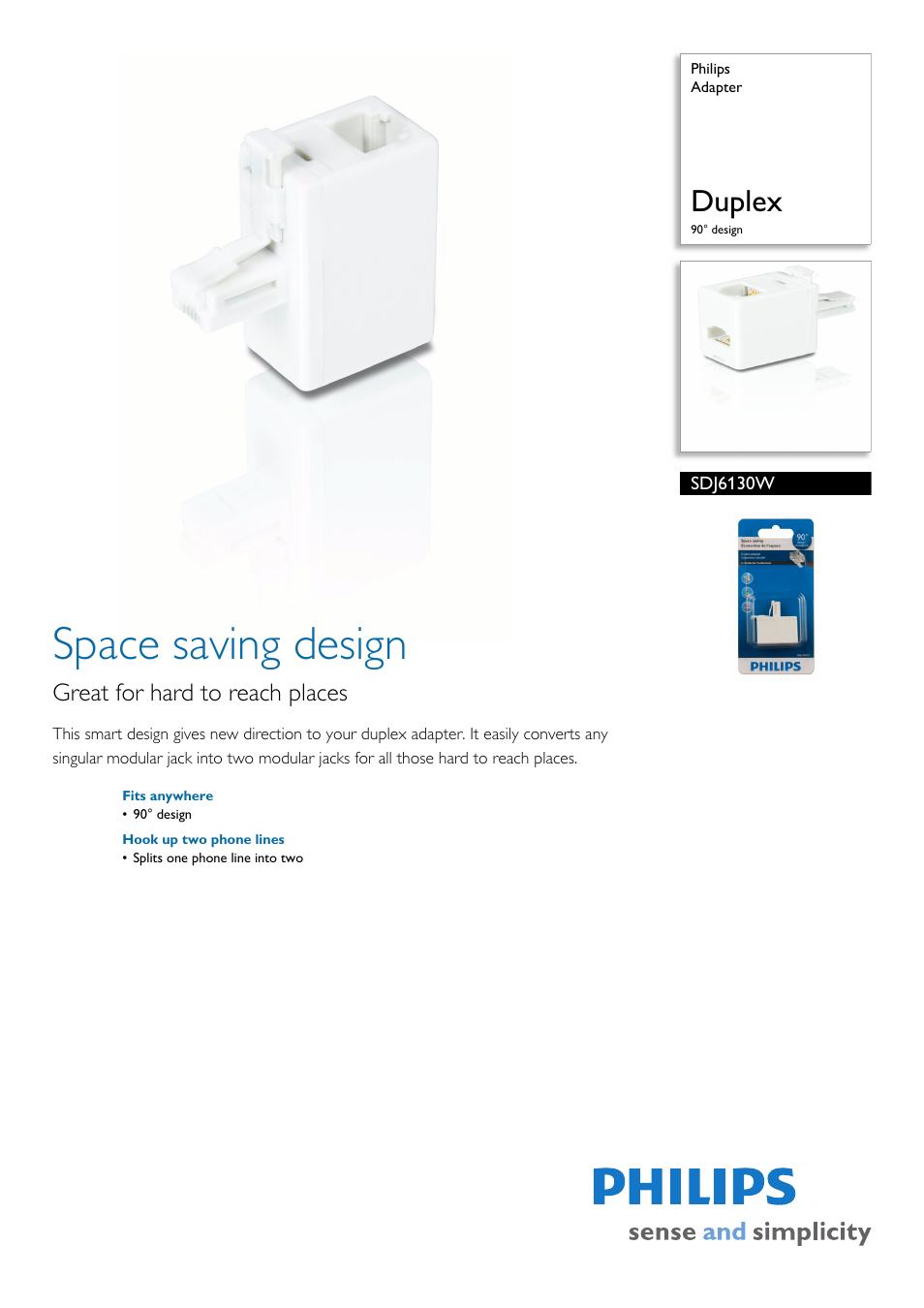 Philips Duplex SDJ6130W User Manual | 2 pages