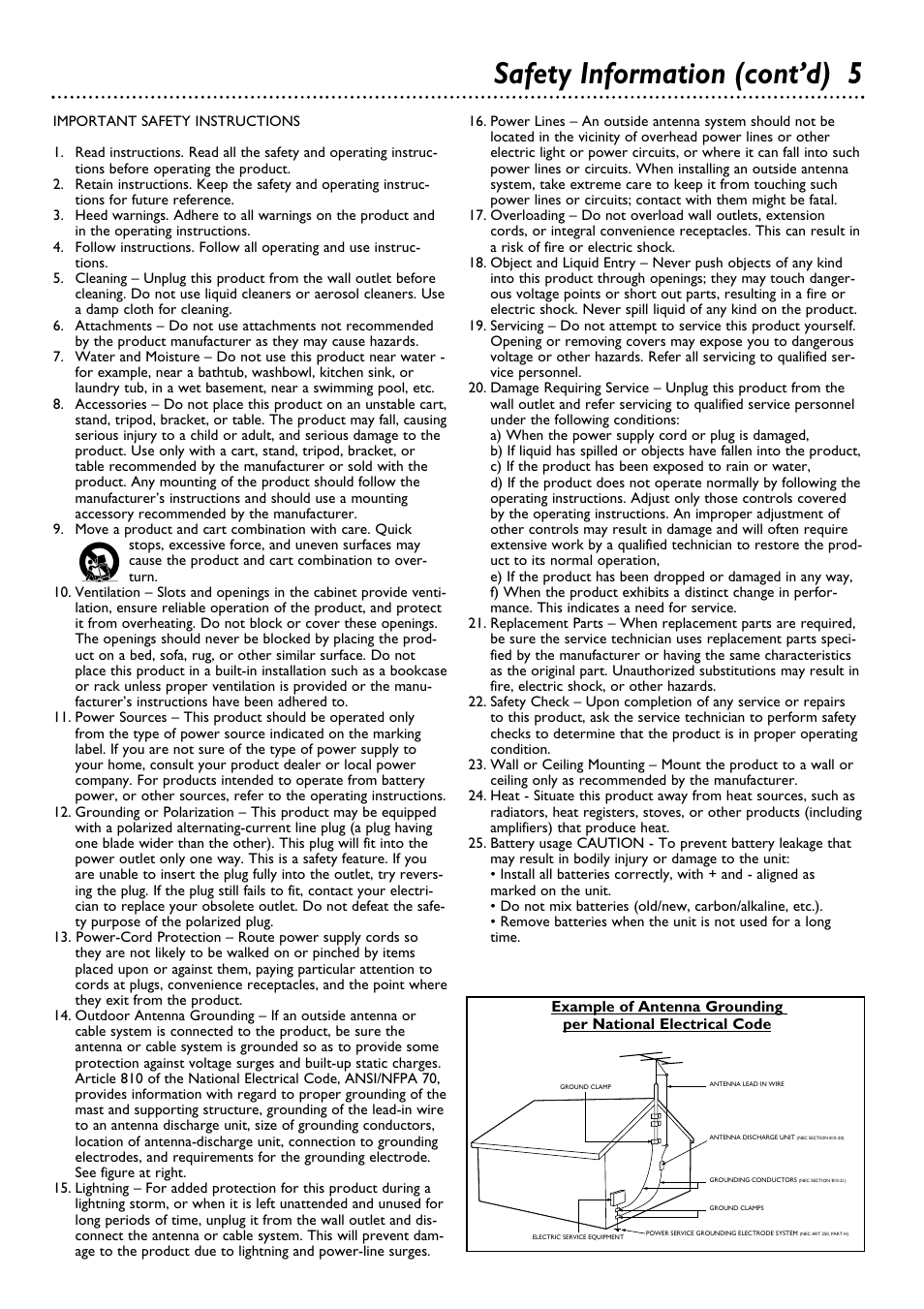 Safety information (cont’d) 5 | Philips DVD615AT98 User Manual | Page 5 / 48