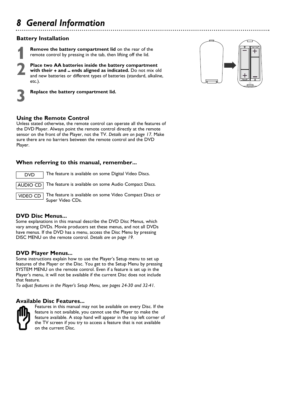 8 general information | Philips DVD615AT98 User Manual | Page 8 / 48