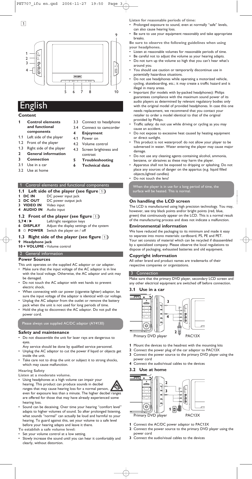 English | Philips PET707/00B User Manual | Page 3 / 3