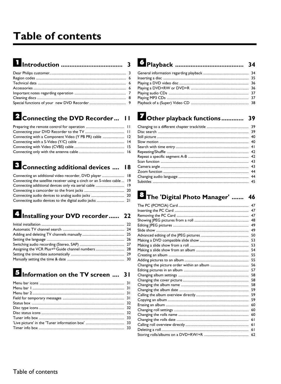 Philips DVDR3370H User Manual | Page 13 / 122
