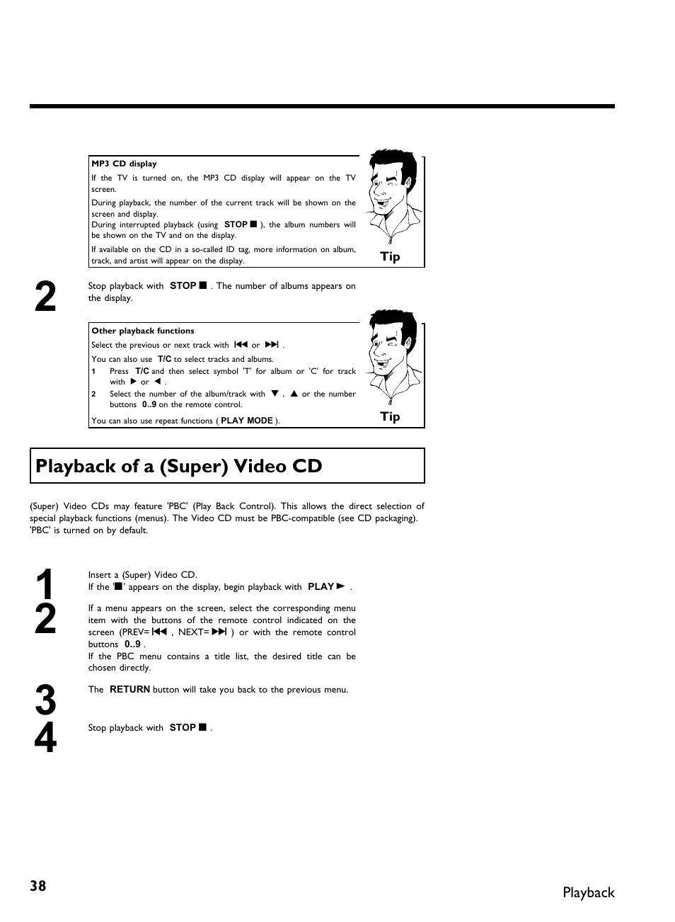 Playback ofa (super) video cd | Philips DVDR3370H User Manual | Page 50 / 122