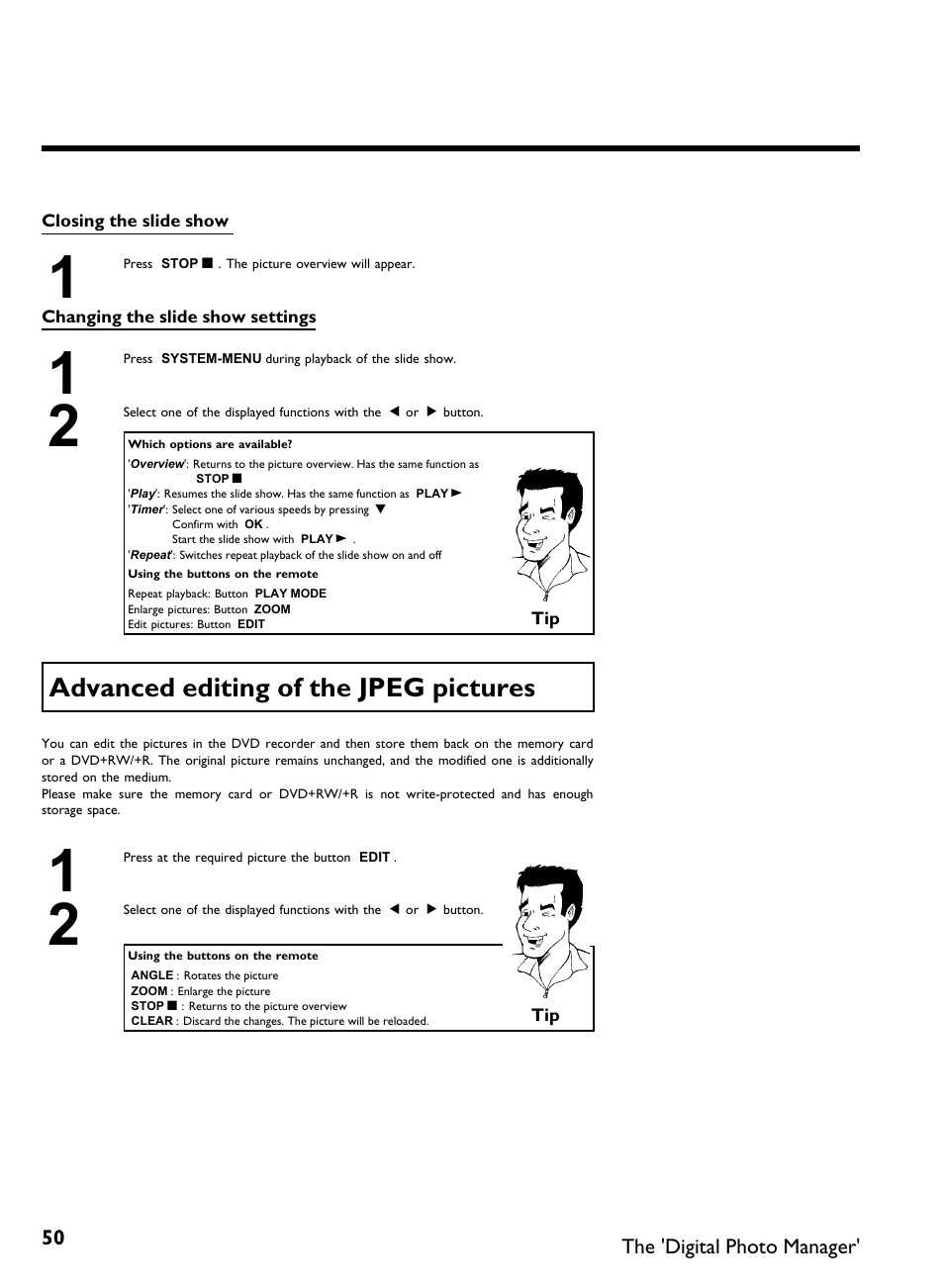 Advanced editing ofthe jpeg pictures | Philips DVDR3370H User Manual | Page 62 / 122