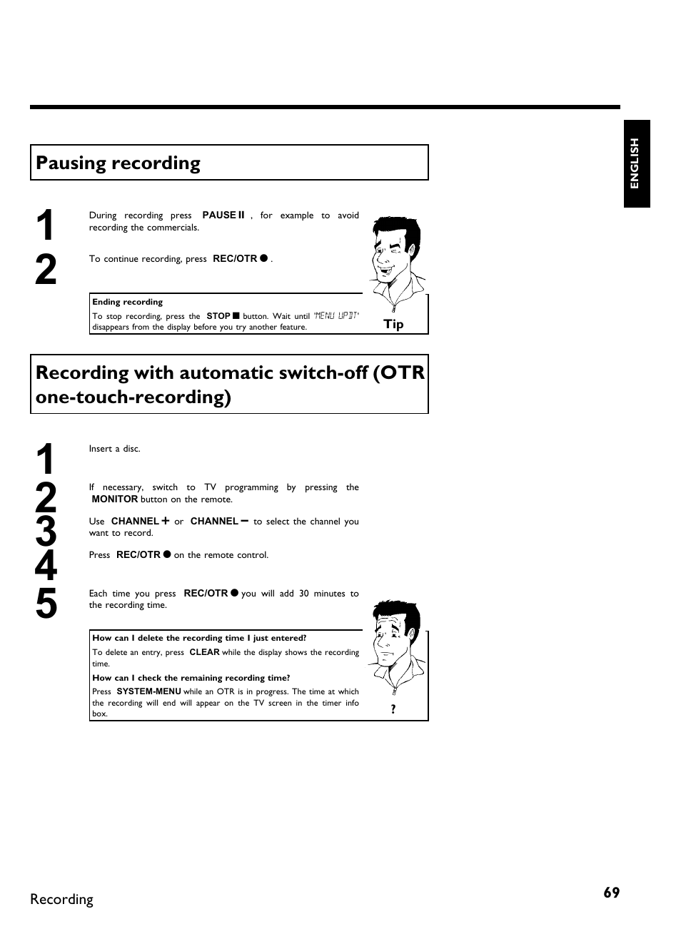 Pausing recording | Philips DVDR3370H User Manual | Page 81 / 122