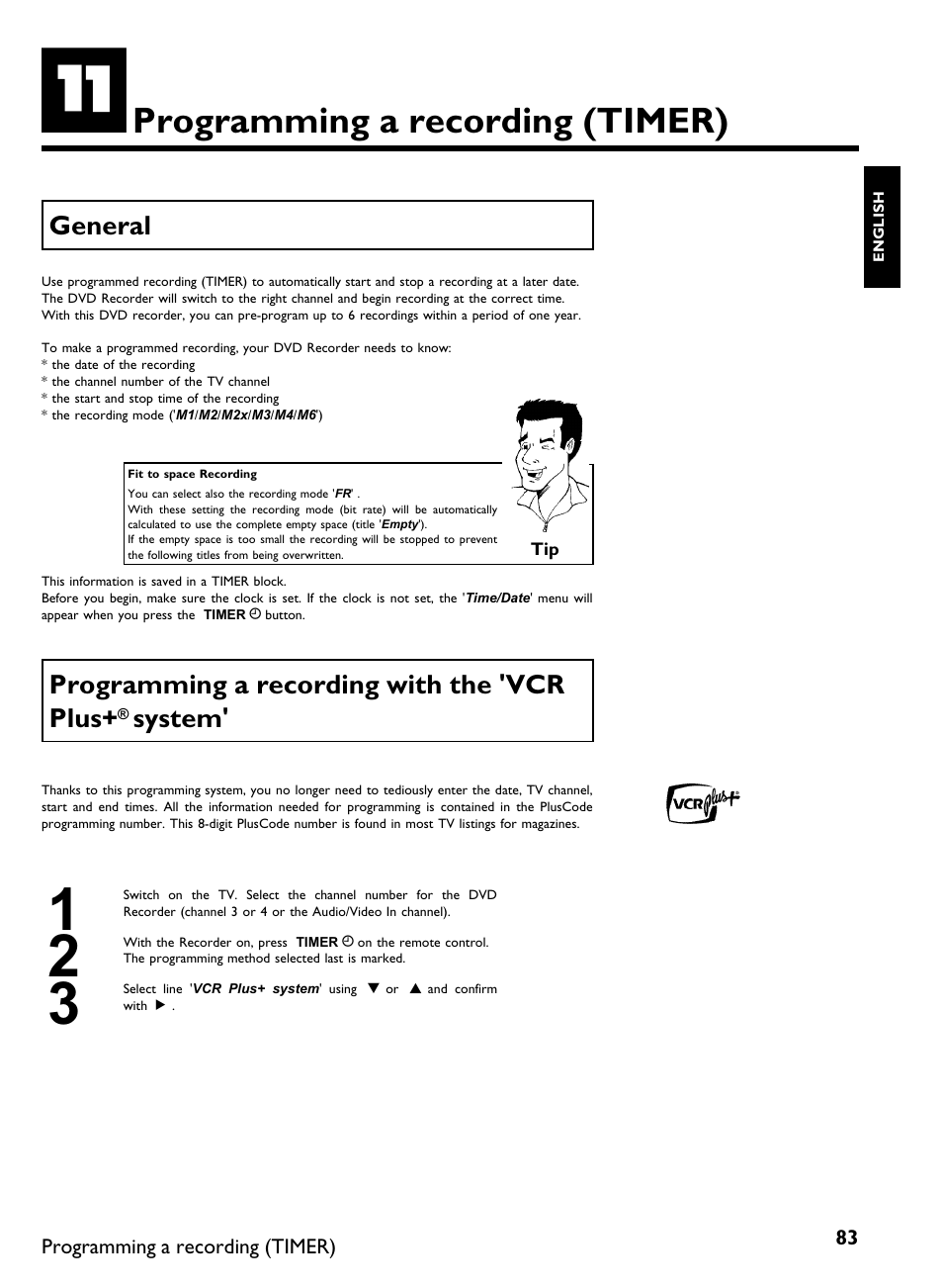 Programming a recording (timer) | Philips DVDR3370H User Manual | Page 95 / 122