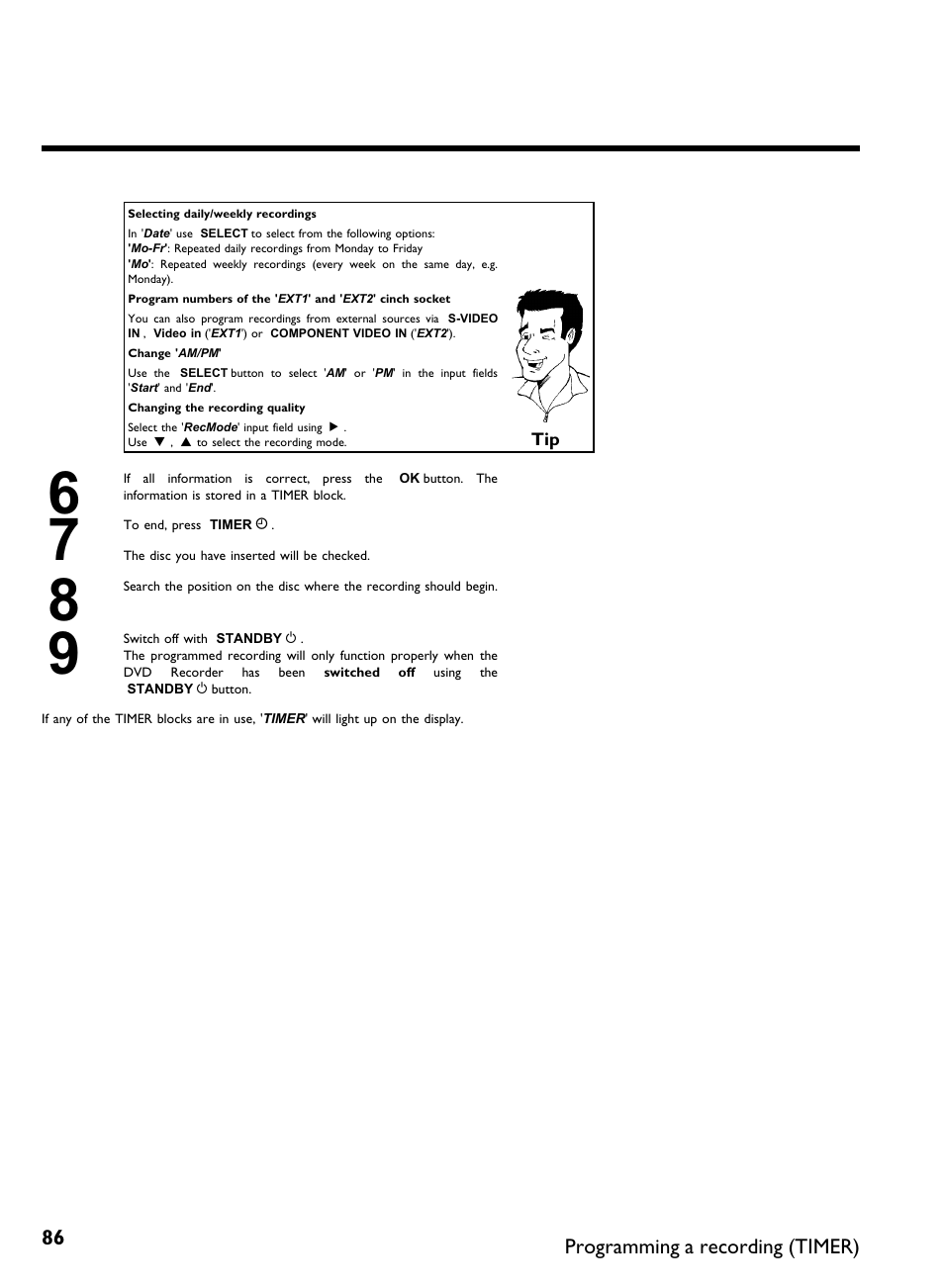 Programming a recording (timer) | Philips DVDR3370H User Manual | Page 98 / 122