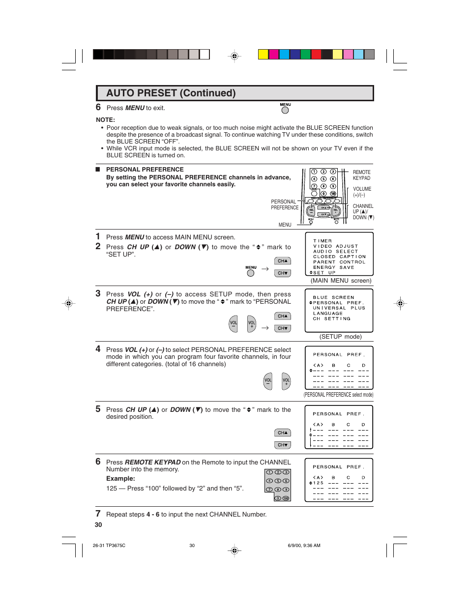 Auto preset (continued) | Philips TP3675 User Manual | Page 30 / 48