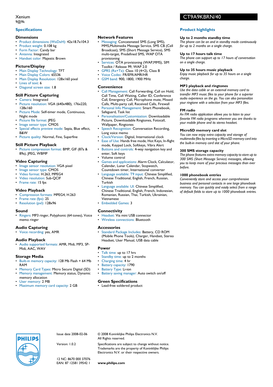 Ct9a9kbrn/40 | Philips D-44867 User Manual | Page 2 / 2