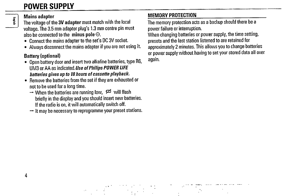 Power supply | Philips AQ 6688/01 User Manual | Page 4 / 13