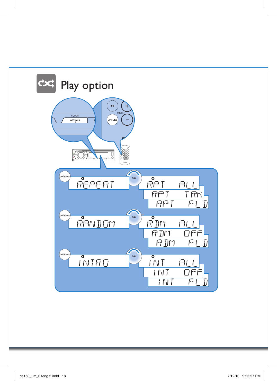 Play option | Philips CE150 User Manual | Page 18 / 24