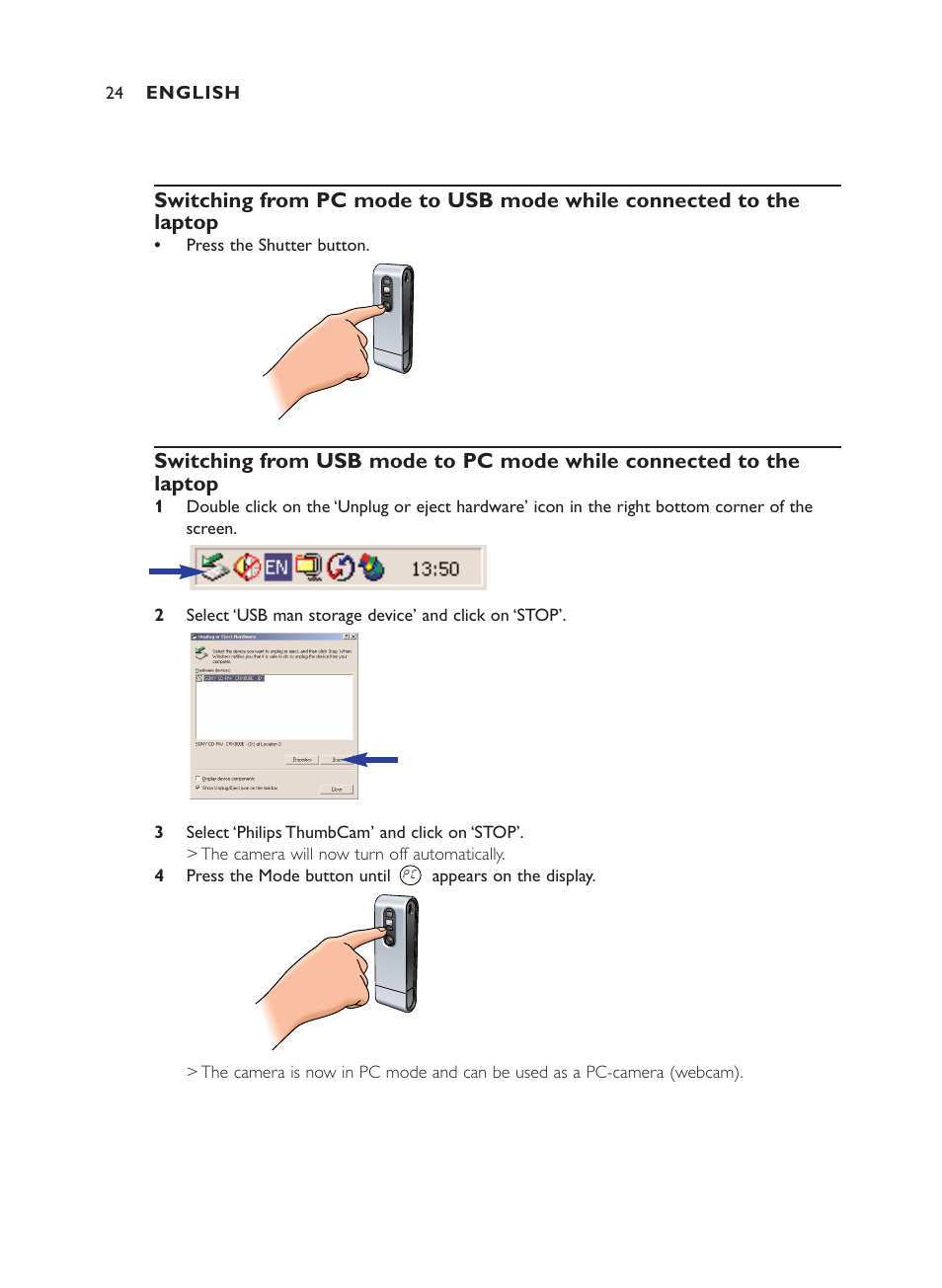 Philips ThumbCam DMVC1300K User Manual | Page 24 / 35