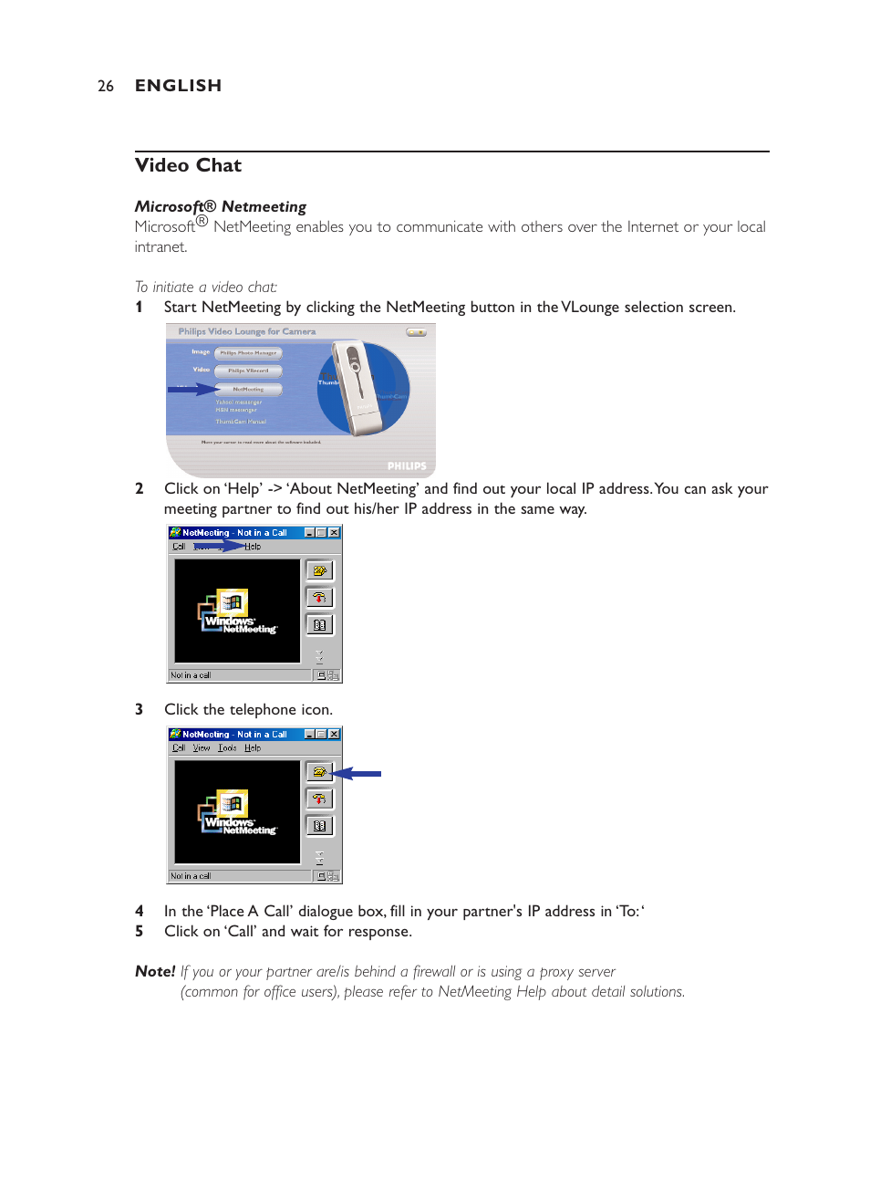 Video chat | Philips ThumbCam DMVC1300K User Manual | Page 26 / 35