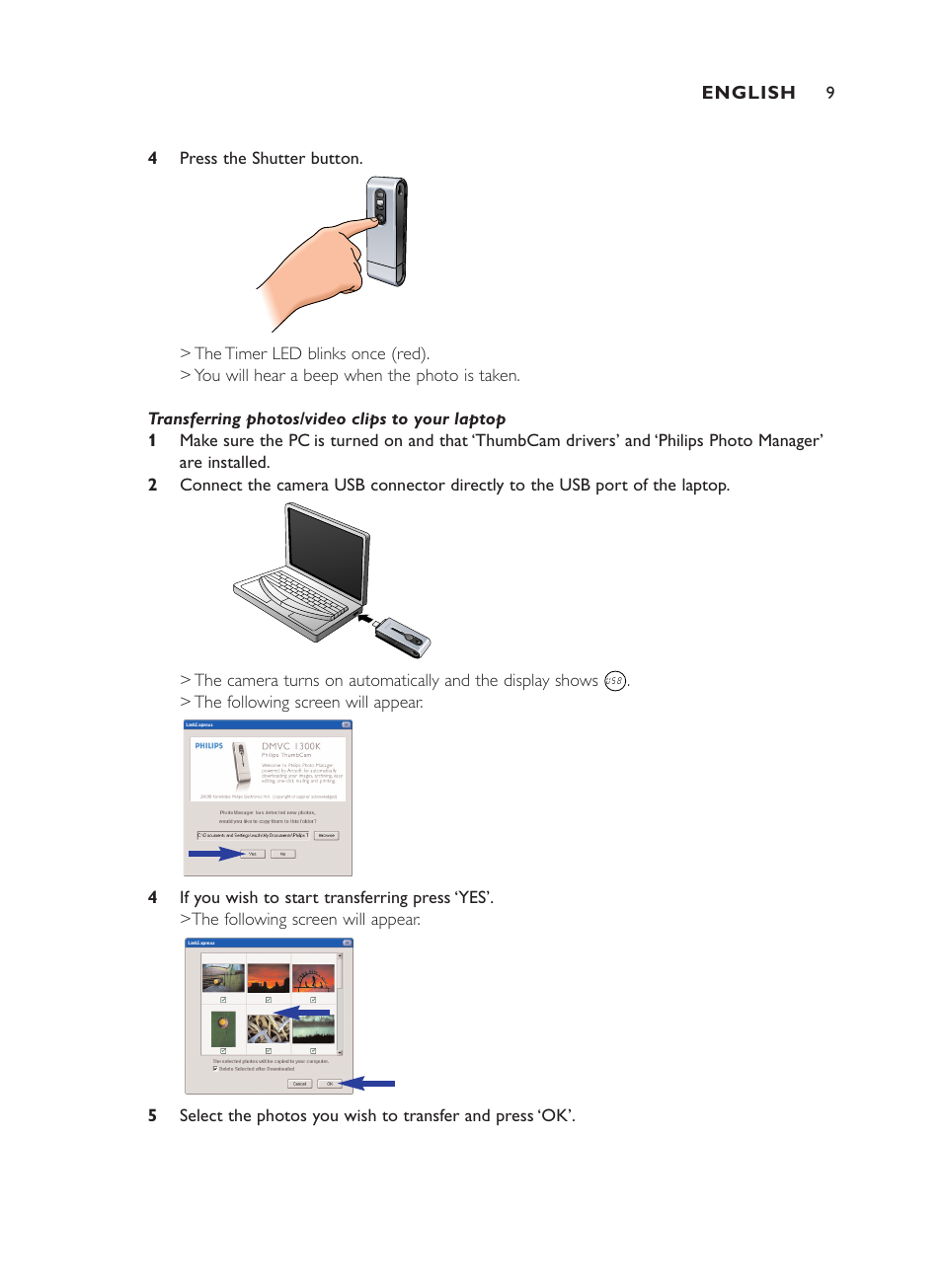 Philips ThumbCam DMVC1300K User Manual | Page 9 / 35