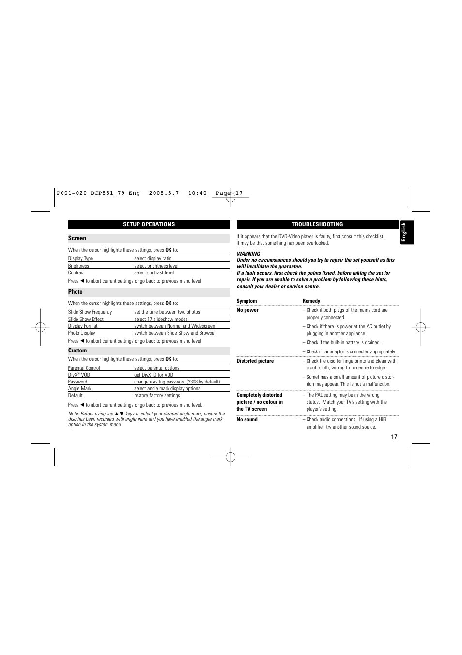 Philips DCP851 User Manual | Page 17 / 20