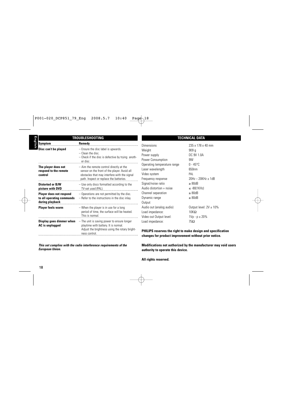 Philips DCP851 User Manual | Page 18 / 20