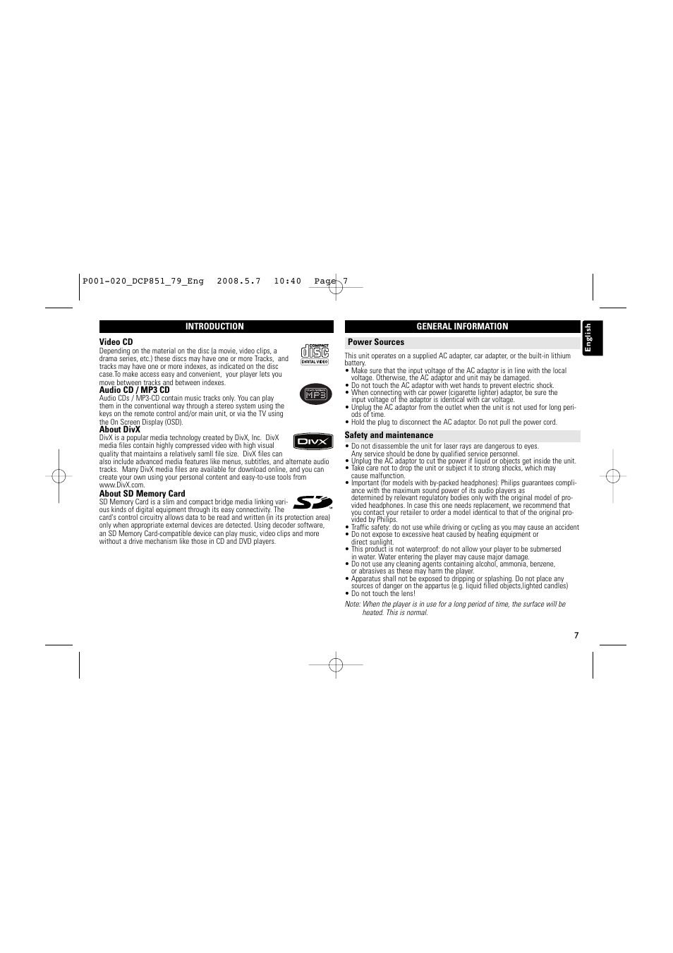 Philips DCP851 User Manual | Page 7 / 20