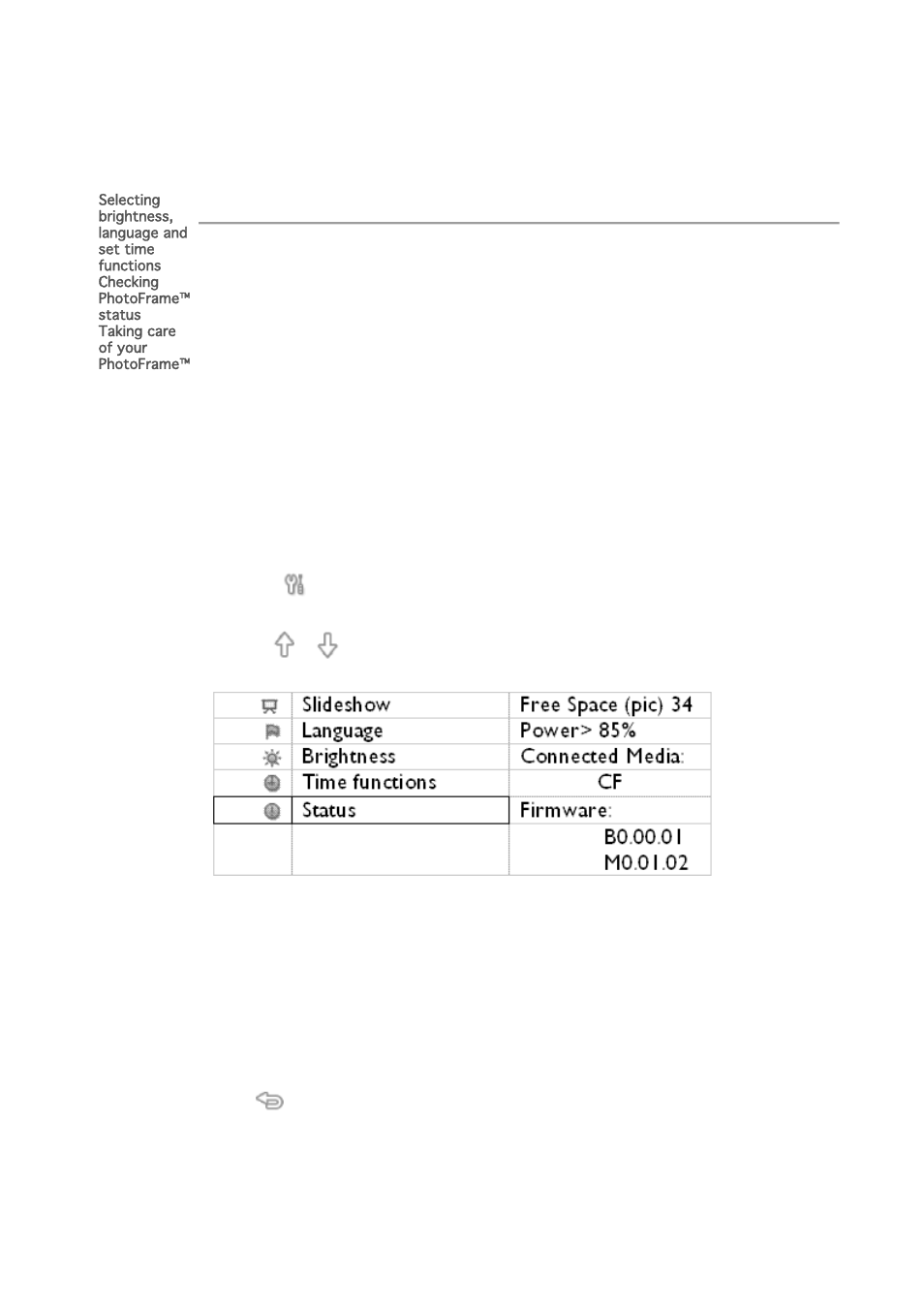 Optimizing photoframe, Pic), Power | Philips 7FF1CWO User Manual | Page 25 / 49