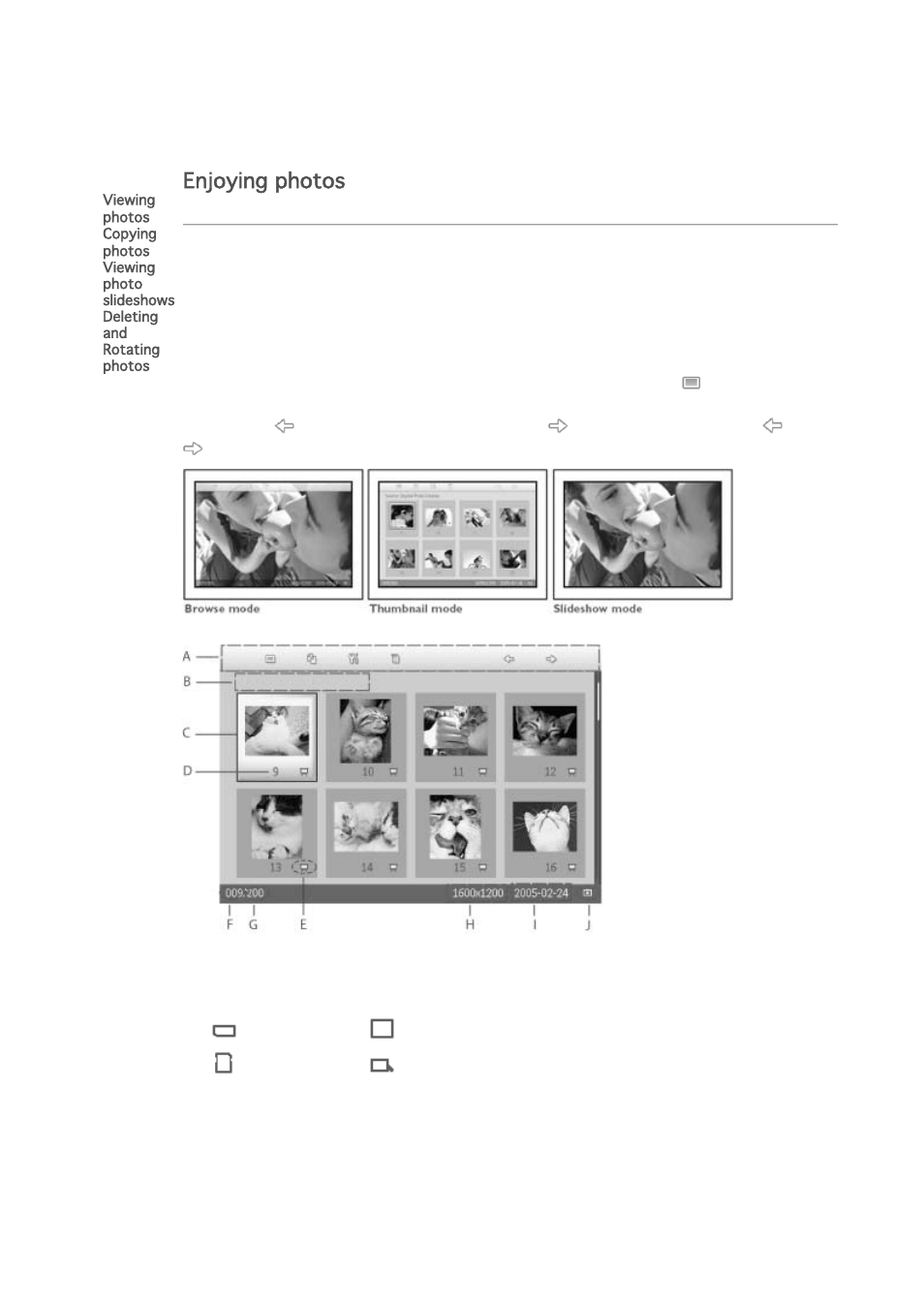 Enjoying photos | Philips 7FF1CWO User Manual | Page 8 / 49
