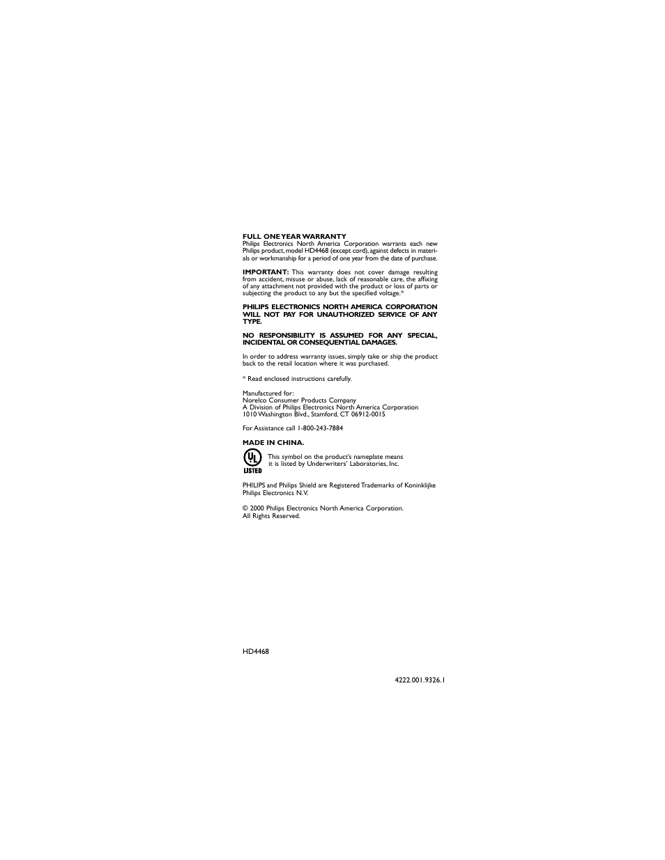 Philips HD4468 User Manual | Page 12 / 12