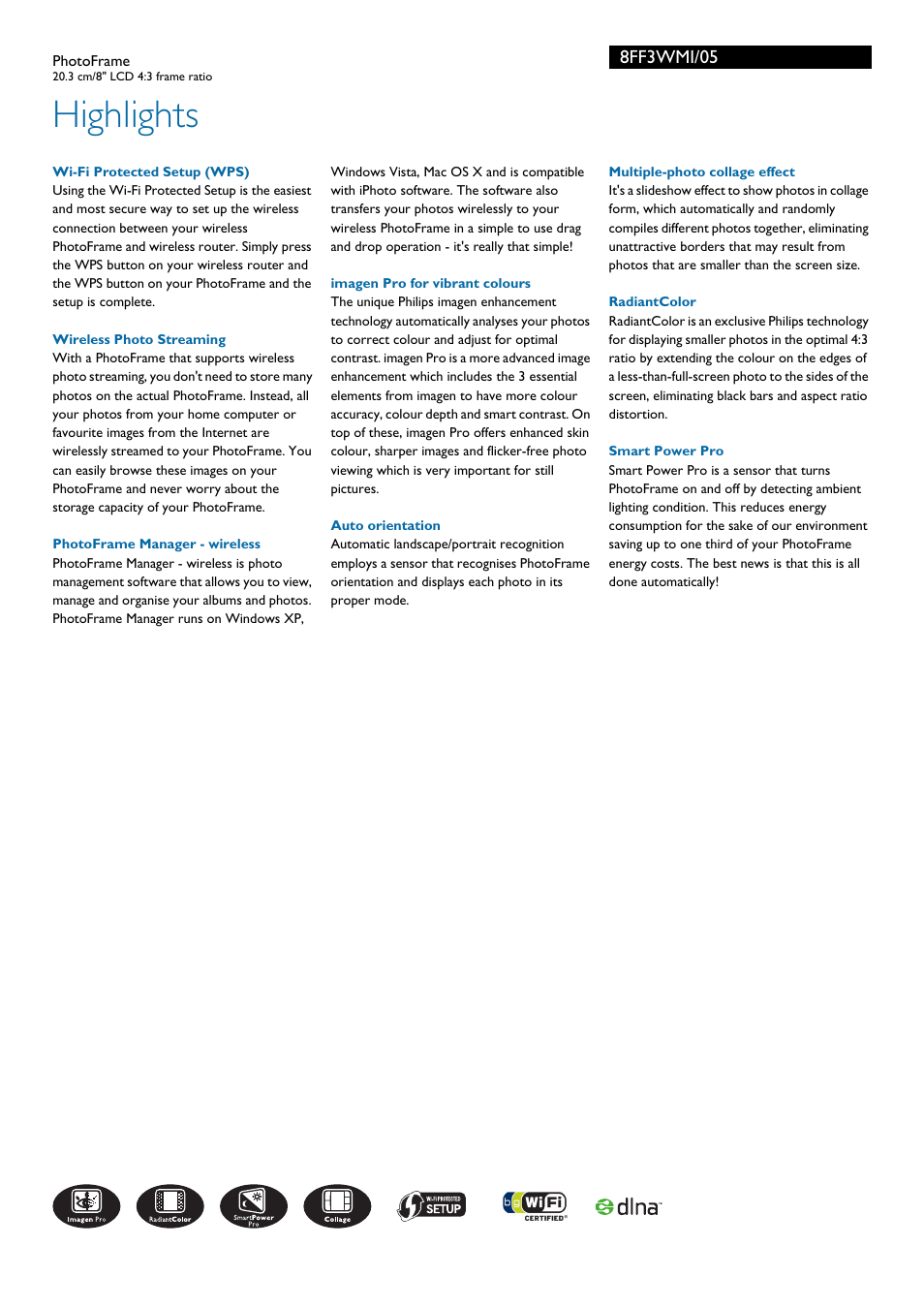 Highlights, 8ff3wmi/05 | Philips 8FF3WMI User Manual | Page 2 / 3