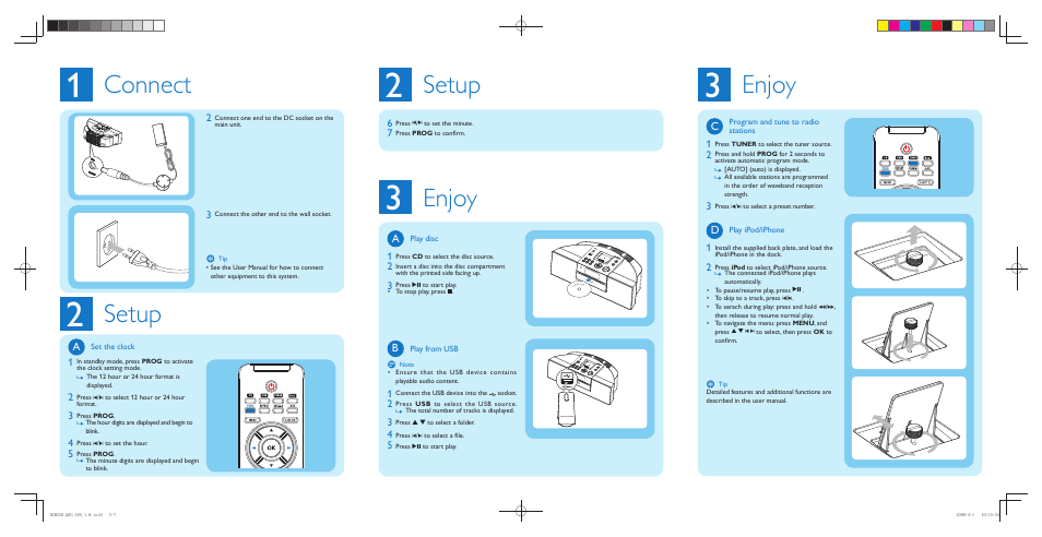 Connect, Setup, Enjoy | Philips DCM250 User Manual | Page 2 / 2