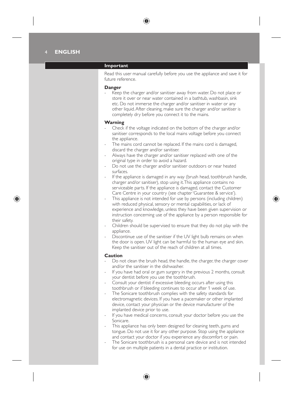 Philips FLEXCARE00 HX6911 User Manual | Page 4 / 64