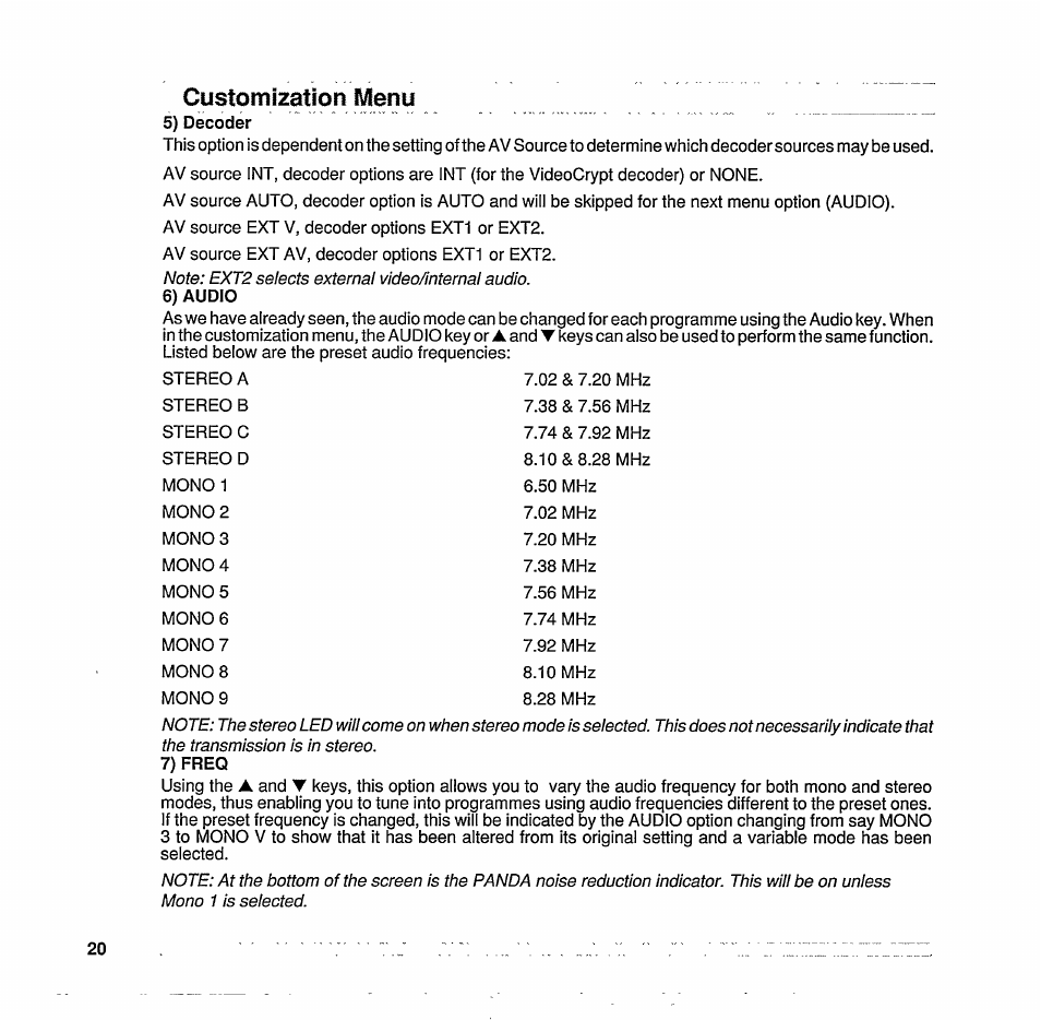 Customization menu | Philips STU 801/25R User Manual | Page 22 / 28