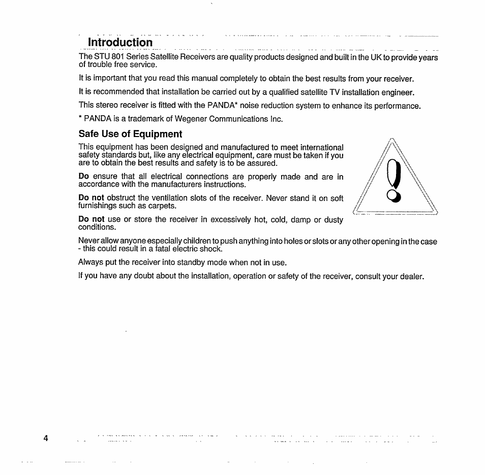 Introduction, Safe use of equipment | Philips STU 801/25R User Manual | Page 6 / 28