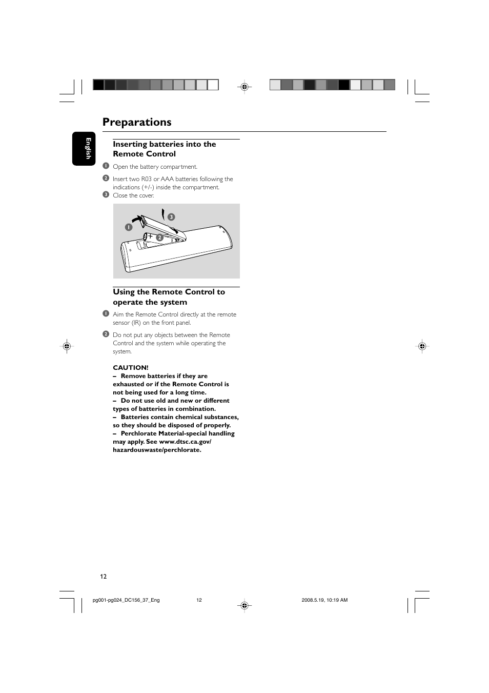 Preparations | Philips DC156 User Manual | Page 12 / 24