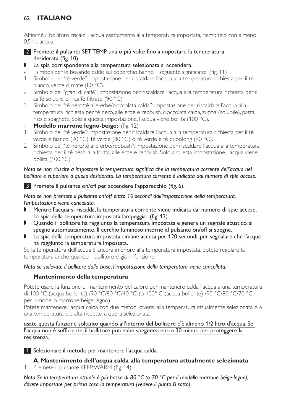 Mantenimento della temperatura | Philips HD4686 User Manual | Page 62 / 108