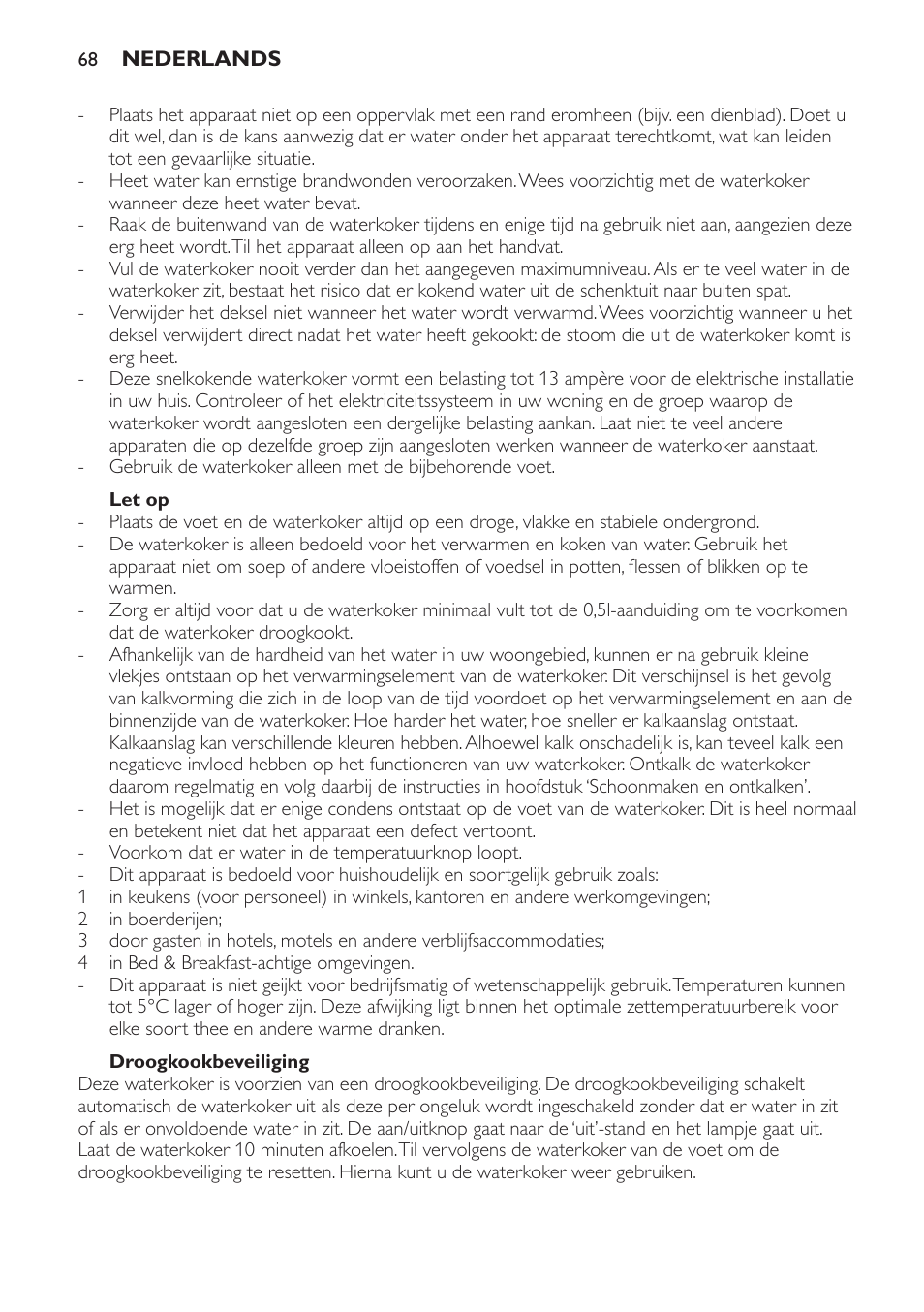 Let op, Droogkookbeveiliging | Philips HD4686 User Manual | Page 68 / 108