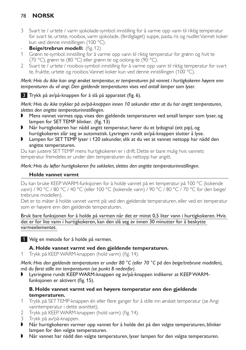 Holde vannet varmt | Philips HD4686 User Manual | Page 78 / 108