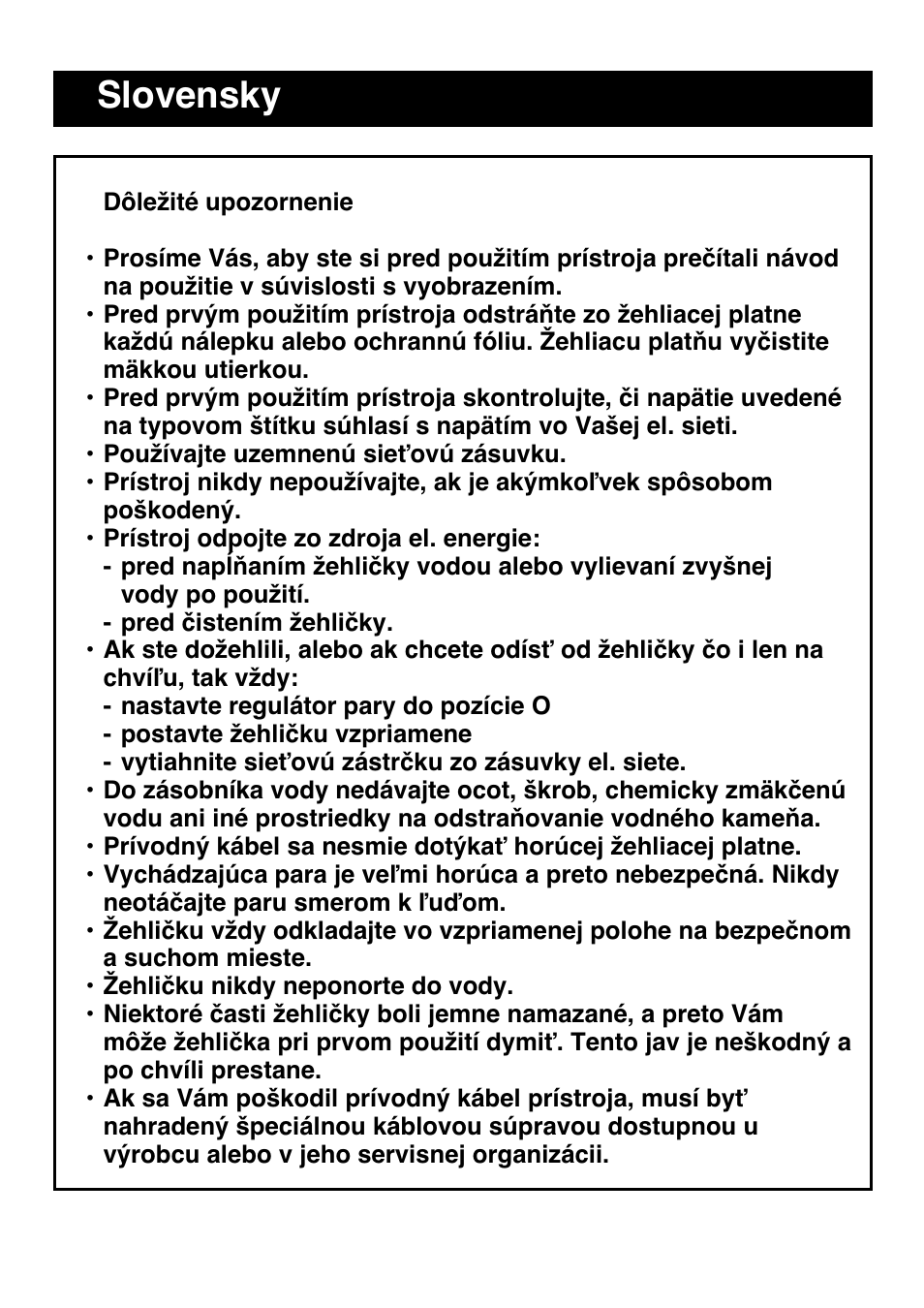 Slovensky | Philips HI 312 User Manual | Page 37 / 116
