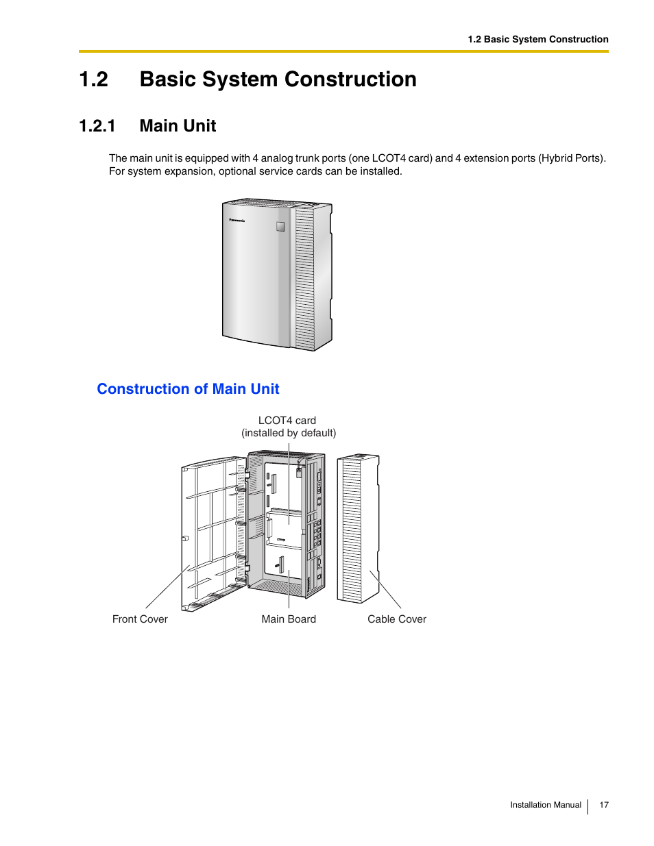 2 basic system construction, 1 main unit | Philips KX-TAW848 User Manual | Page 17 / 128
