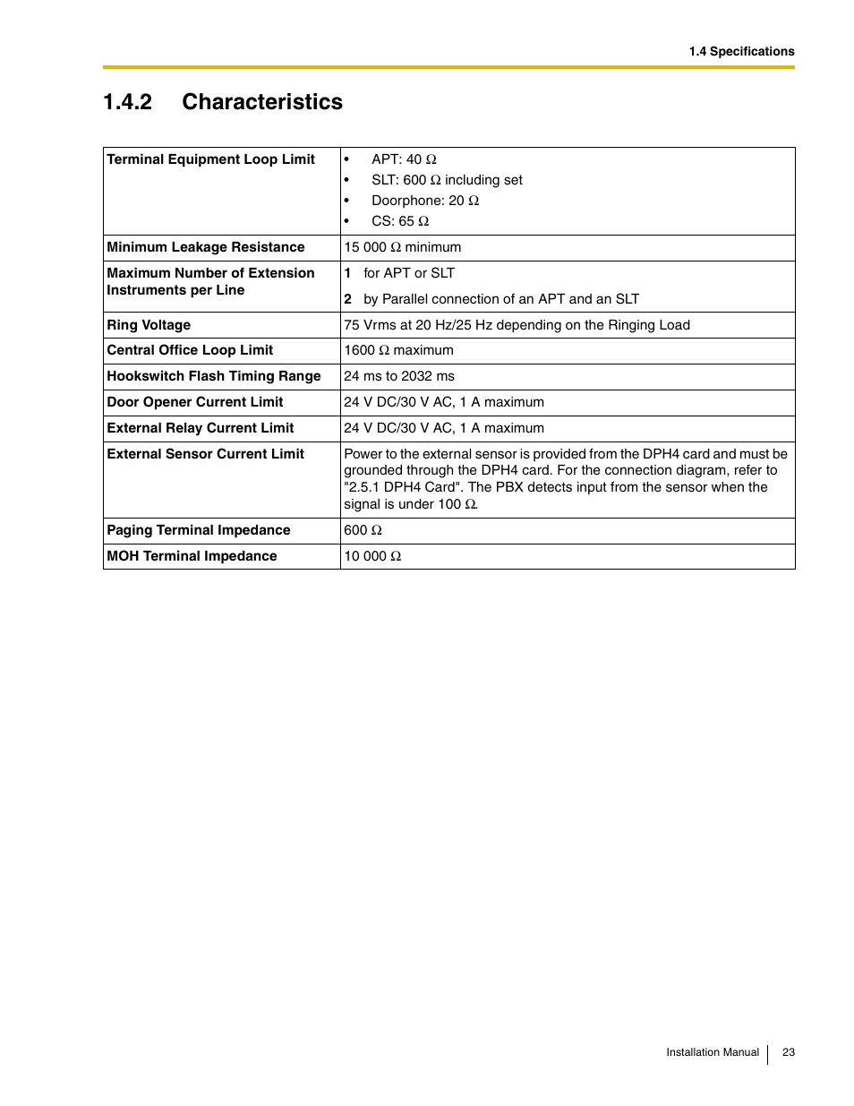 2 characteristics | Philips KX-TAW848 User Manual | Page 23 / 128