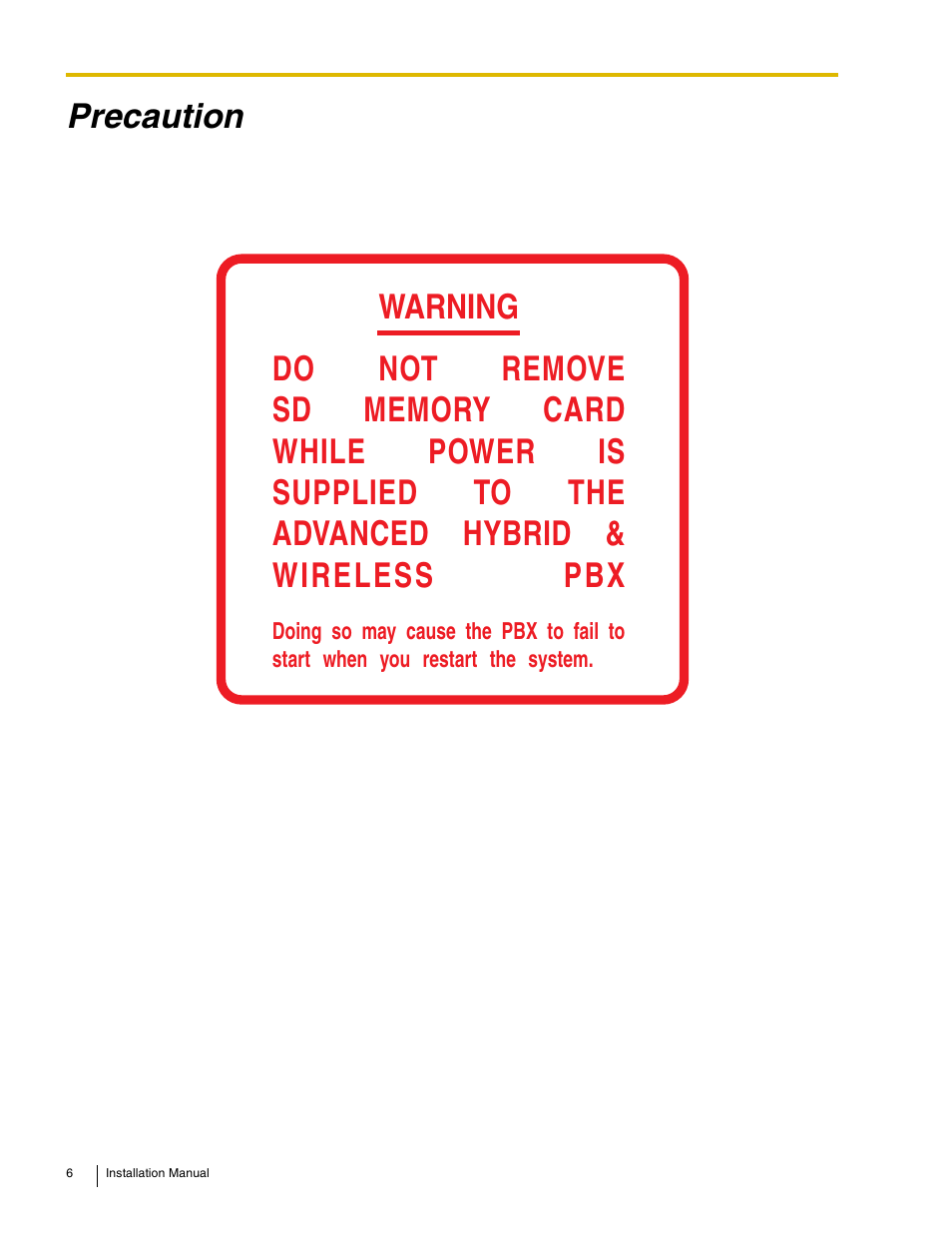 Precaution | Philips KX-TAW848 User Manual | Page 6 / 128