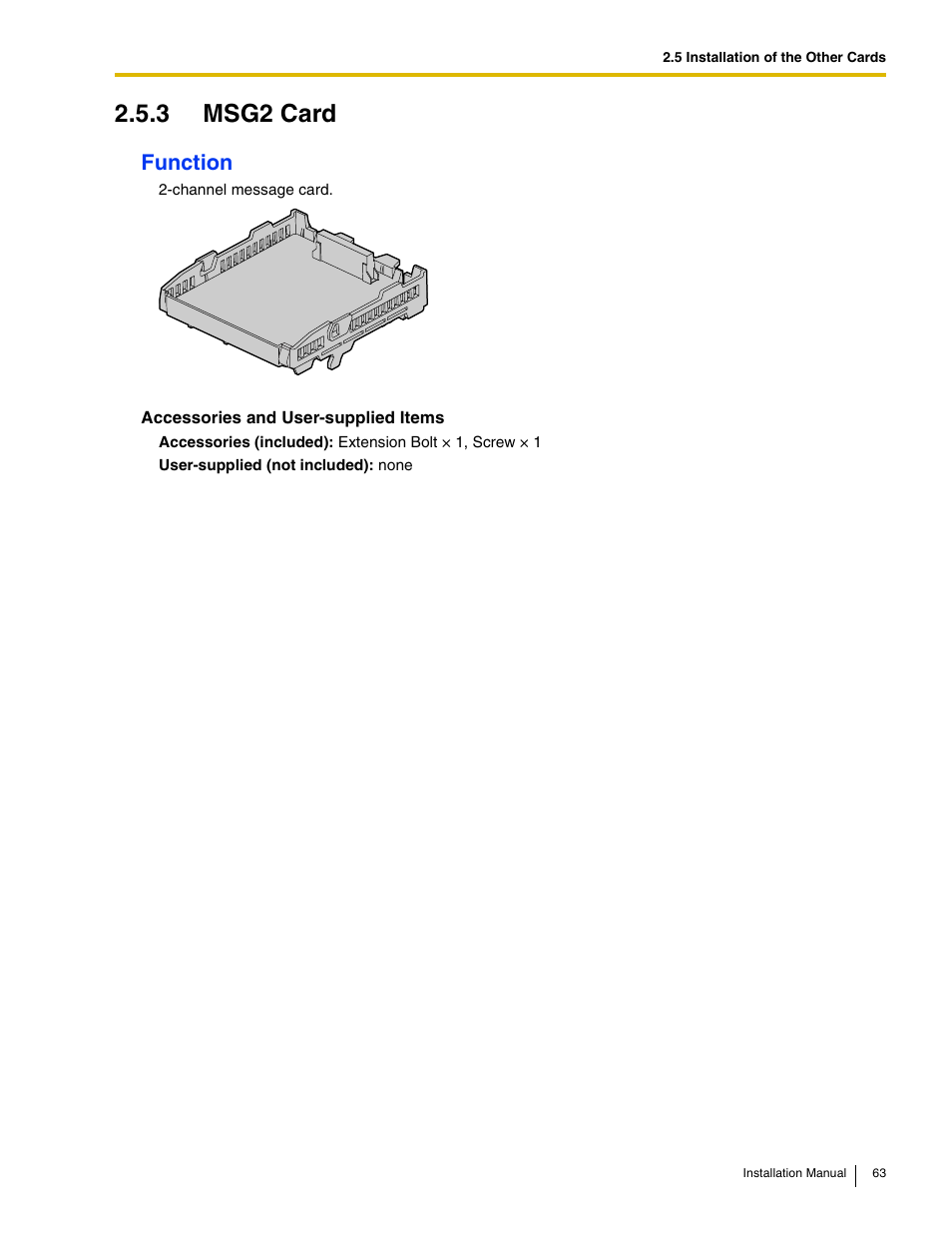 3 msg2 card, Function | Philips KX-TAW848 User Manual | Page 63 / 128