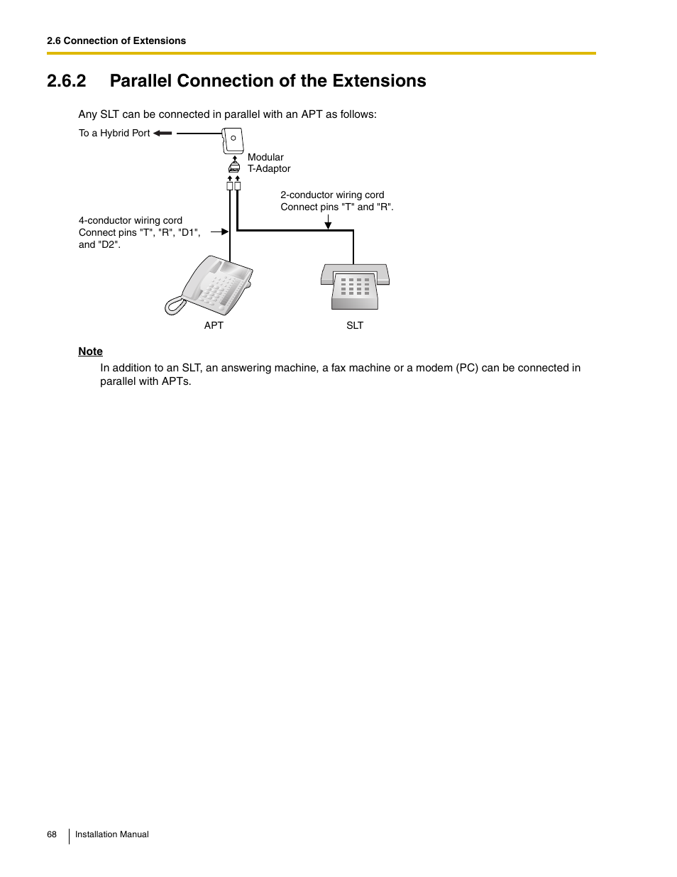 2 parallel connection of the extensions | Philips KX-TAW848 User Manual | Page 68 / 128