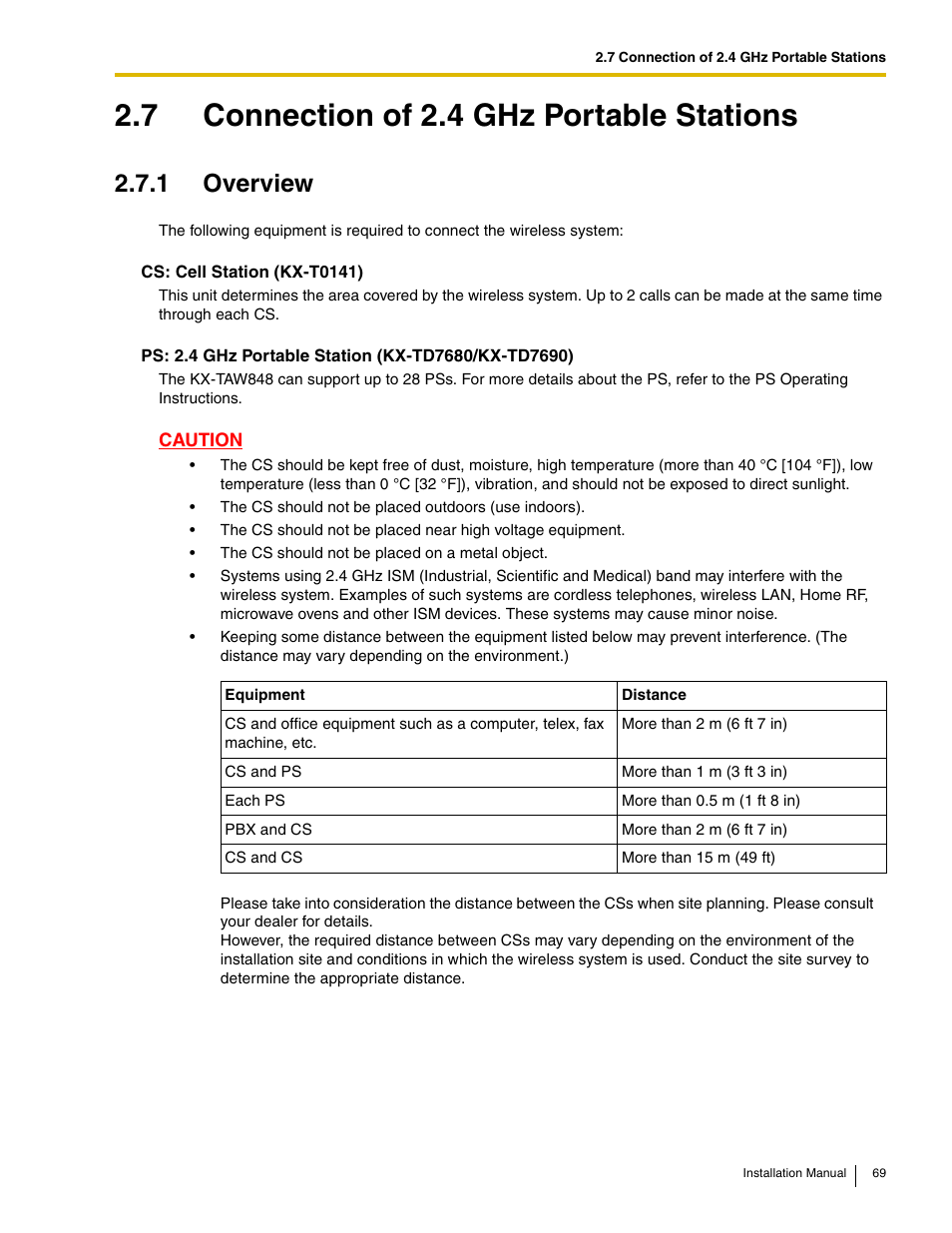 7 connection of 2.4 ghz portable stations, 1 overview | Philips KX-TAW848 User Manual | Page 69 / 128