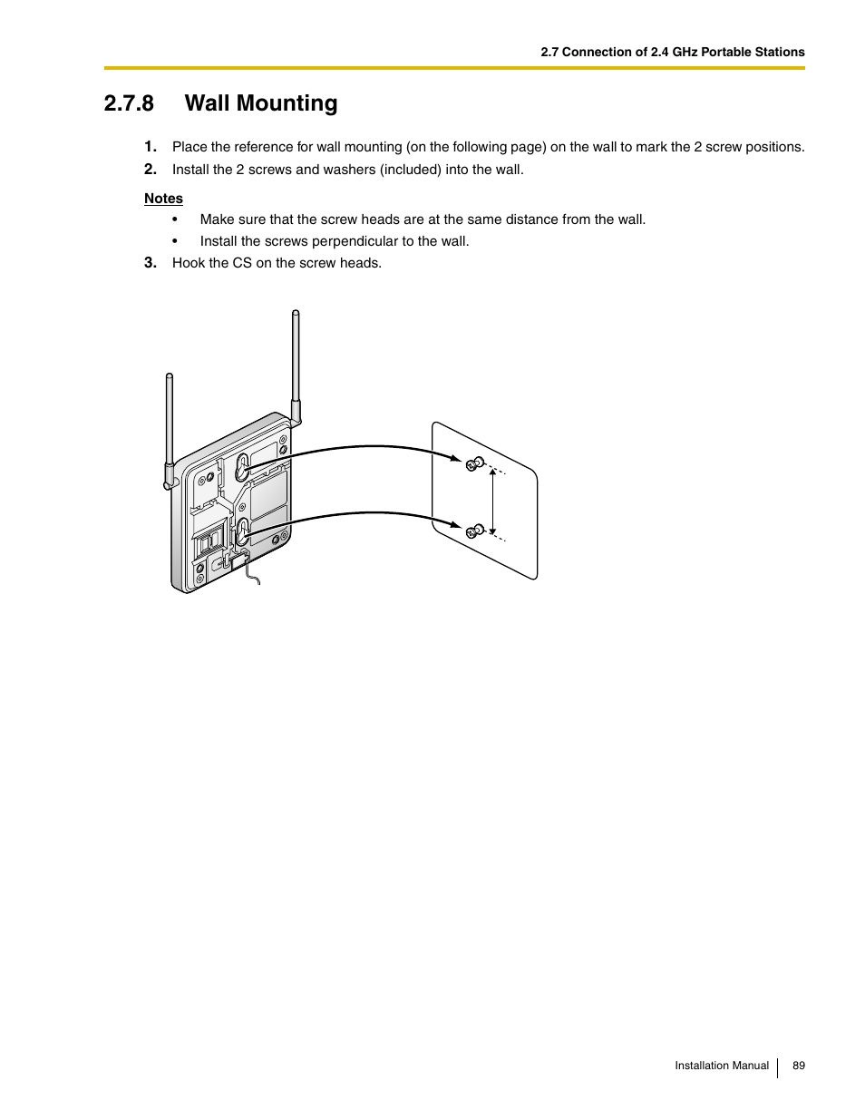 8 wall mounting | Philips KX-TAW848 User Manual | Page 89 / 128