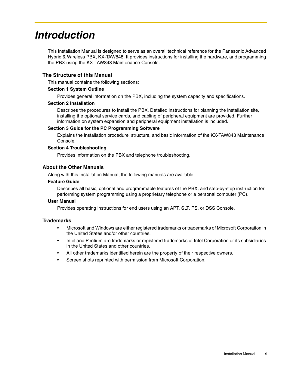 Introduction | Philips KX-TAW848 User Manual | Page 9 / 128