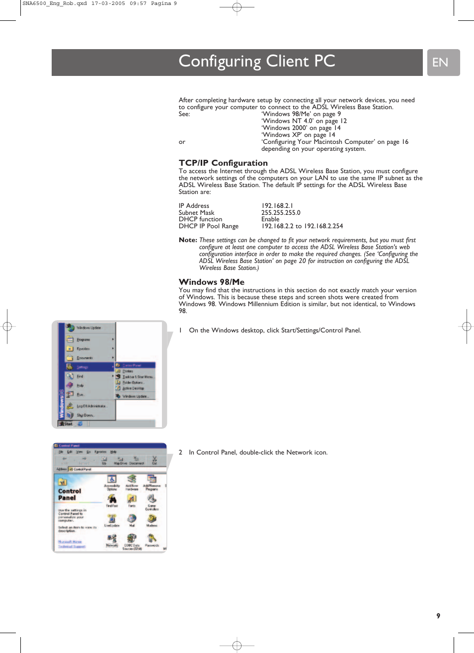 Configuring client pc | Philips SNA6500 User Manual | Page 9 / 47