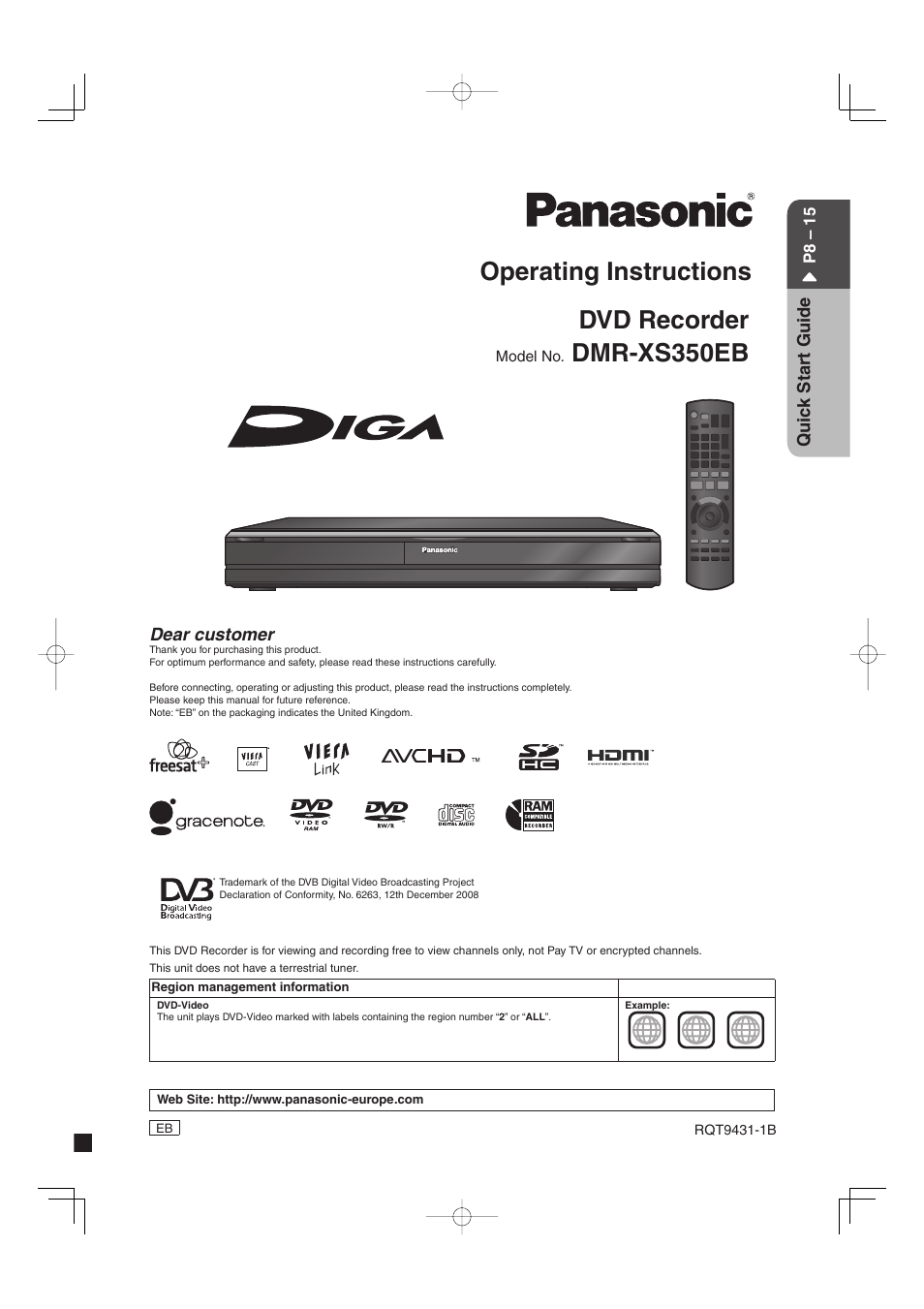 Philips DIGA DMR-XS350EB User Manual | 140 pages