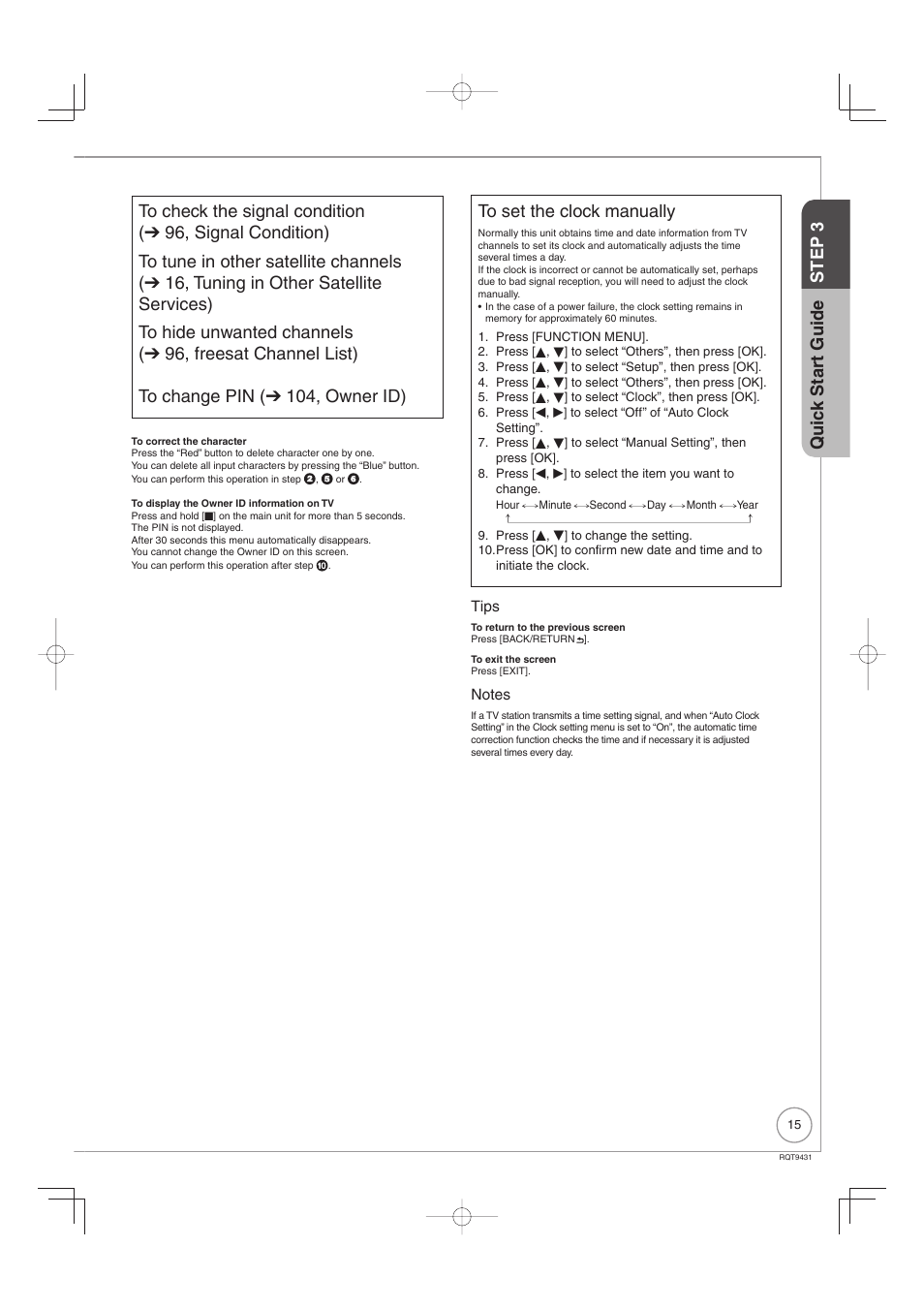 Quic k star t guide step 3 | Philips DIGA DMR-XS350EB User Manual | Page 15 / 140