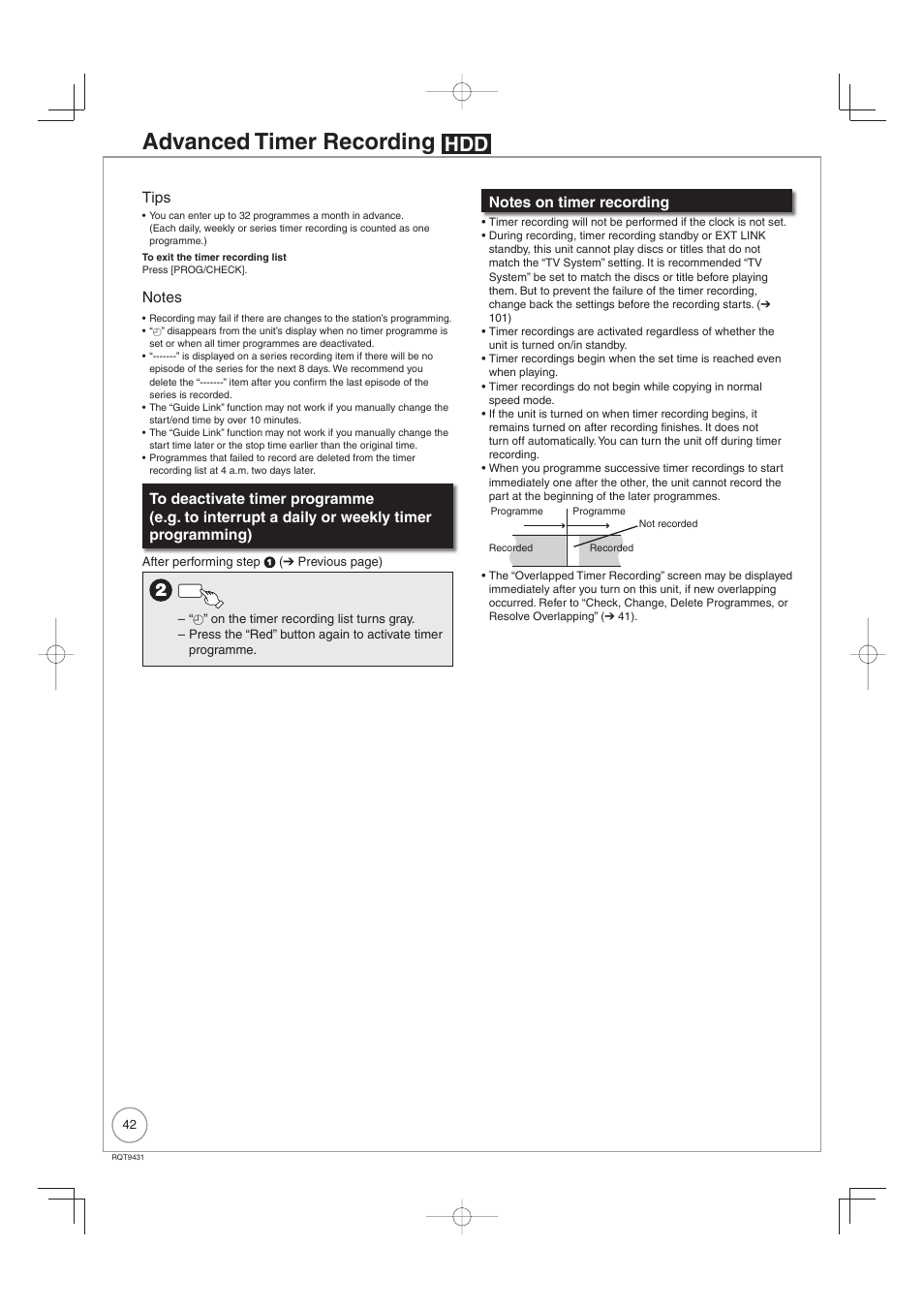 Advanced timer recording | Philips DIGA DMR-XS350EB User Manual | Page 42 / 140