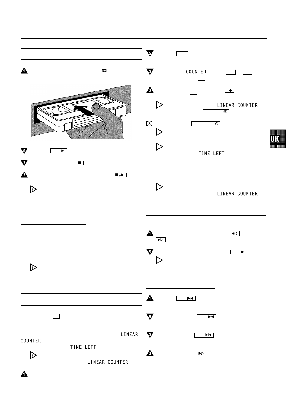 Playback functions, Playing a cassette, Playing ntsc cassettes | Tape position indication, Still picture/slow motion | Philips VR400 User Manual | Page 16 / 26